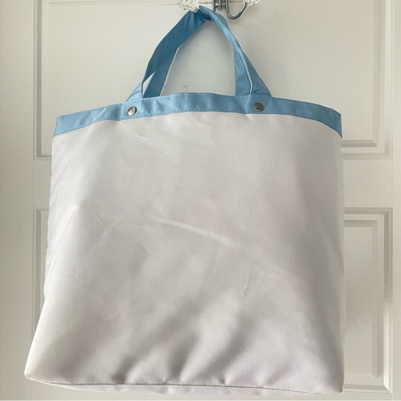 BAG BLUE WHITE  SHOULDER OVERSIZED NYLON BAG NWOT - Picture 3 of 13